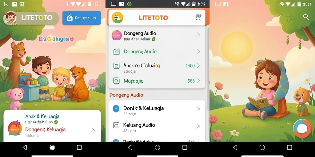Antarmuka sederhana LITETOTO yang memudahkan navigasi untuk cerita dongeng.